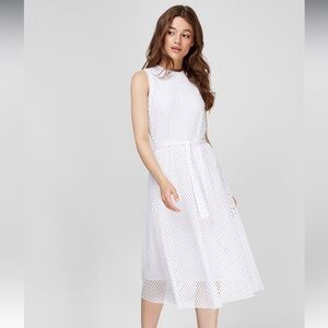 BOSS White Mesh Lace Midi Dress NWT Medium